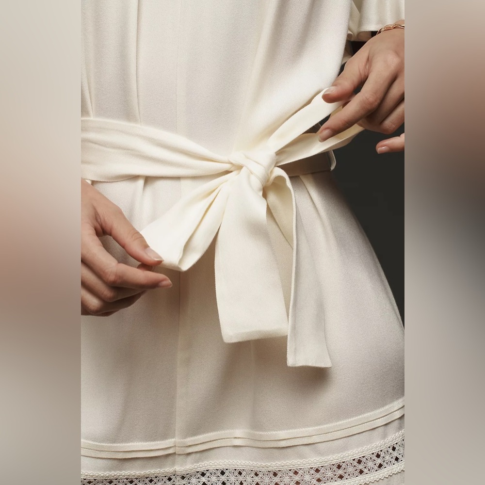 Anthropologie Mare Mare NWT Ivory Victorian Boho Romper XS Summer Romantic Cream - Picture 5 of 15